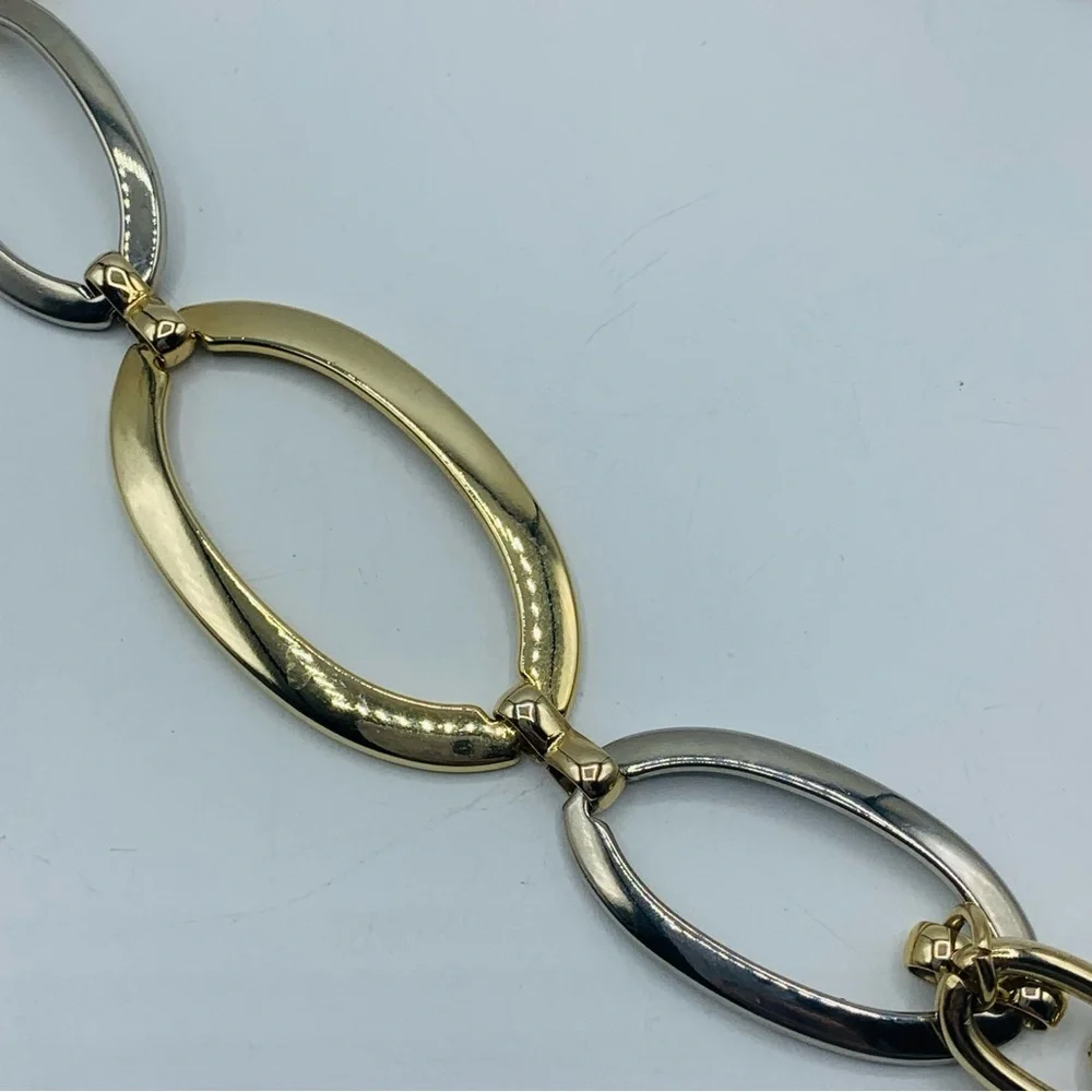Vintage Liz Claiborne Two Tone Chain Belt Gold Silver Braided LC Adjustable